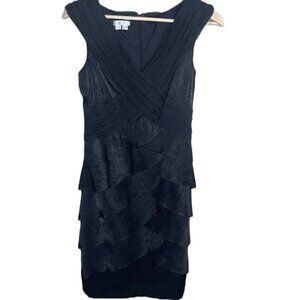 LONDON times black v neck cocktail dress